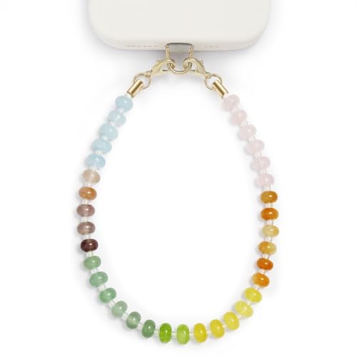 Image of POSADINA Natural Stone Phone Charm, Beaded Healing Phone Wrist Strap, Handmade Cellphone Chain Lanyard with Tether Tab