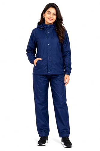 Image of Romano nx Women's 100% Waterproof Rain Suit, Hooded Jacket with Pants, Reversible Double Layer, 3 Years Warranty