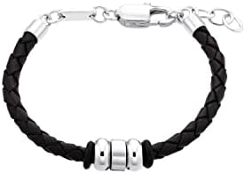 s.Oliver Armband Edelstahl Leder Jungen Kinder Armschmuck, Kommt in Schmuck Geschenk Box