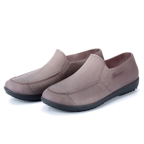 Rojeam Chef Shoes Men Lightweight Kitchen Shoes Women Work Shoes Waterproof Garden Hospital Restaurant Food Service Shoes, Brown, 8 US