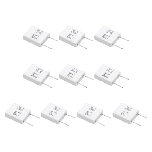 Image of sourcing map 10Pcs Ceramic Resistors 5W 0.5 Ohm 5% Tolerance Wirewound Non-Inductive Cement Power Resistor, Lead Wire Fixed Flame Heat Moisture for Circuit Board TV Power Adapters, White