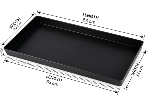 Image of Set of 2 Heavy Duty Plastic Utility Trays for Tubular Battery, Plant Pots, Seedlings & Nursery | Drip Water Collection, Gardening & Soil Mixing | Black Colour (2 Set Tray)