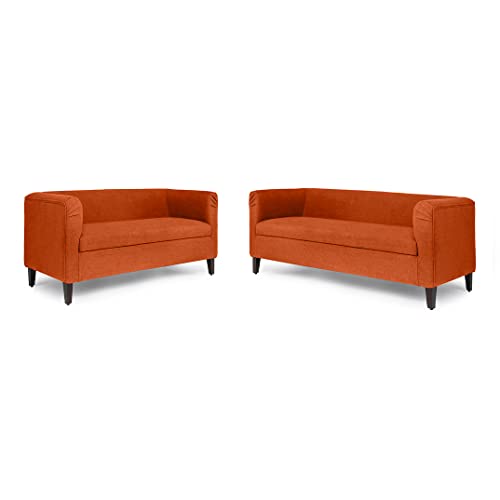 Image of Wakefit 3+2 Seater Sofa Set, Terracotta, Modern Style, Neem Wood, Tahoe Fabric, 78 KG, 3 Years Warranty, Miami