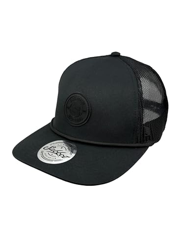Casquette haut de gamme SABBOT noire avec logo en caoutchouc et visière travaillée