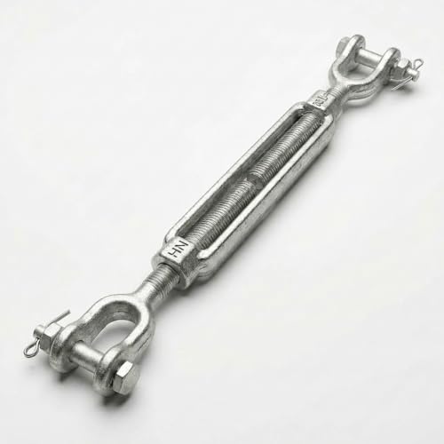 Heavy Duty 1/2" x 6" Turnbuckle Tensioner (Jaw&Jaw), 2200 lbs Working Load Limit, Weather Resistant Hot Dipped Galvanized Carbon Steel, Industrial Rigging Hardware for Wire Rope, Shade Sails & Cables