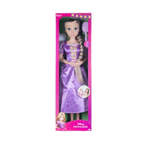 Disney Princess Poupée Raiponce Playdate de Jakks Pacific, 80 cm de haut et mobile, poupée articulée de ma taille en robe violette, livrée avec une brosse pour peigner ses longs cheveux dorés