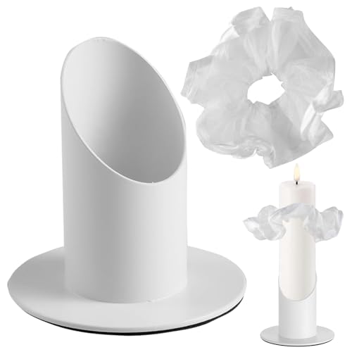Kerzenständer Kommunionkerze, 4cm Metall Kerzenhalter mit Tropfschutz, Weiß Kerzenständer Kommunion Deko für Taufkerze, Stabkerze, Taufkerzenständer, Kommunionkerze, ø 4 cm Metall Weiß