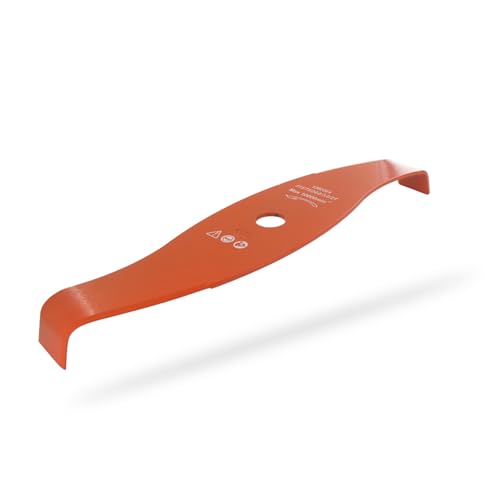 OZAKI - Lame 2 Dents Pour Débroussailleuse - Spéciale Ronces - Profil Courbe Réduisant le Bruit - Lame Orange Haute Visibilité - Largeur de Coupe : 315 mm...