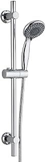 Marco Paul Round Shower Slide Rail Kit Bathroom Wall Shower Slide Rail Kit Chrome Modern Round Slider Rail Kit with Soap Dish Adjustable Silver Shower Handset