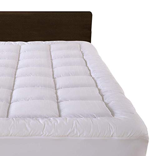 Cloudream California King Overfilled Mattress Pad Cover 8-22”Deep Pocket-300TC Snow Down Alternative Pillow