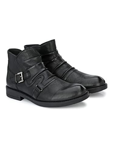 Image of Delize Leather- Blackmen's matt Tumbled Leather Ankle Boots 61583