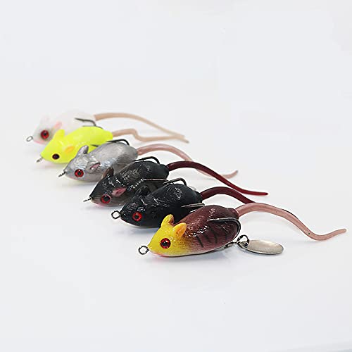 666 Mouse Rat Lures, 6pcs Realistic Topwater Lures, Bass Fishing Lures with 3D Eyes & Wagging Tail,...