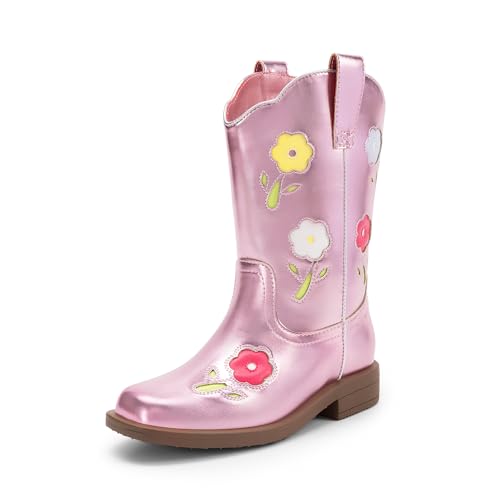 DREAM PAIRS Girls Cowgirl Boots Kids Mid Calf Western Boots Riding Shoes for Toddler/Little Kid/Big Kid