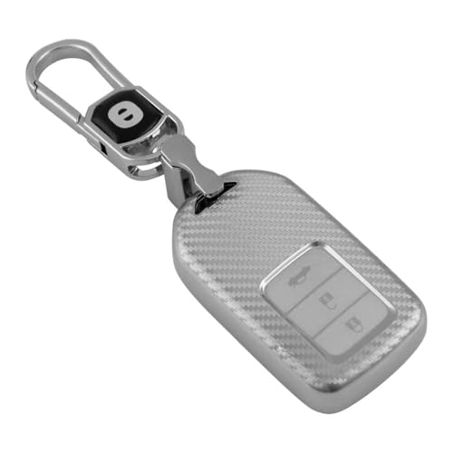 Image of keyzone Silverstar TPU Key Cover with Keychain Compatible for Honda Cars, Compatible with City, Elevate, Civic, Jazz, Brio, Amaze, CR-V, WR-V, BR-V, Mobilio 3 button smart key (Silver)