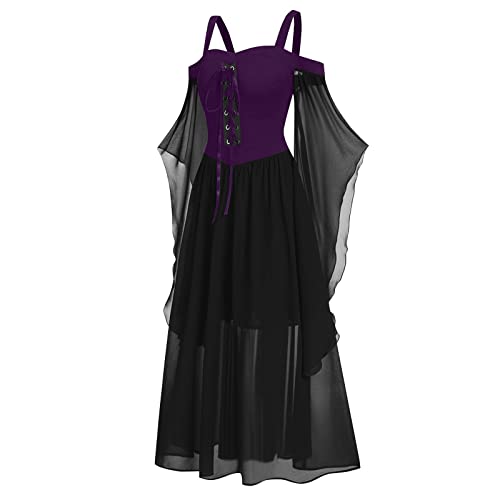 OIOLOYJM Witch Costume Women Sexy Plus Size Renaissance Vampire Gothic Corset Womens Halloween Costumes Woman 2025 Clothes Dresses Dark Purple XXL