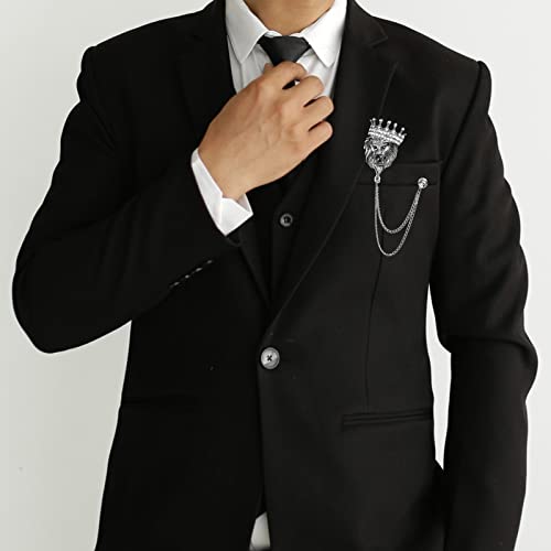 Vintage Animal Tassel Chain Lapel Pin for Men Women - Punk, Buck, Suit, Tie - Deer, Ram, Owl Rhinestone Collar Chain Pin for Boyfriend Gifts4