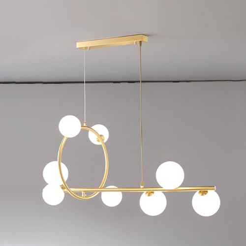 Lampe suspendue globe de cuisine lustre îlot moderne verre doré ajustable