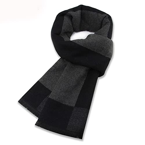 Wpyyi Men's Scarf Wool Blend Jacquard Plaid Scarf Men Winter Fashion Warmth Thick Plaid Scarf (Color : A, Size : 182 * 32Cm) #TOP3