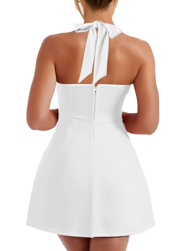 BORIFLORS Women's Sexy Halter Bodycon Mini Dress Corset Backless A-line Party Short Dresses2