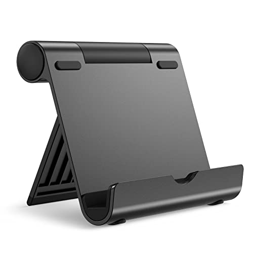 JETech Tablet Ständer, Verstellbare Tragbar Tablet Halter, Faltbarer Tisch Halterung, Dock für iPad/iPad Pro/Air/Mini, Galaxy Tab A8/A7 Lite/A7/S8/S7, Tab/Phones(4-11'), Schwarz