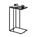 WLIVE C Shaped End Table, Snack Side Table for Sofa Couch and Bed, Black
