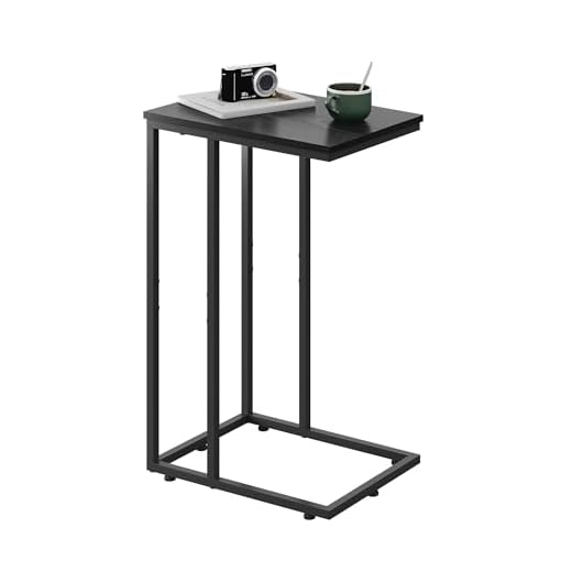 WLIVE Snack Side Table, C Shaped End Table for Sofa Couch and Bed, Black