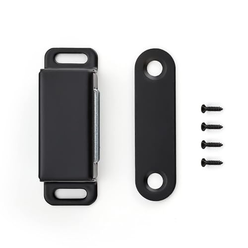 Image of Ravinte 24 Pack Black Magnetic Door Catch, Matte Black Cabinet Magnets, Strong Magnetic Catch Latch for Kitchen Cabinets, Drawers & Cupboards, Stainless Steel Closures