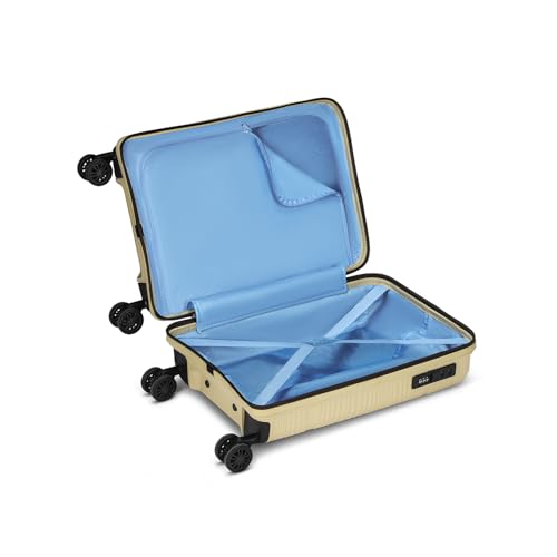 Image of Skybags Swirl Cabin Trolley Bag 56cm | Small Hard Luggage | 8 Wheels Suitcase for Travel | 3-Digit Combination Lock with Anti-Theft Zipper | Polypropylene | 3 Years Warranty - Unisex (Beige)