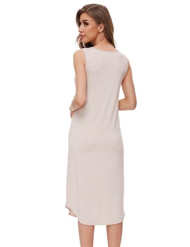 LazyCozy Bamboo-Derived Viscose Nightgowns for Women Sleeveless Night Shirt V-Neck Sleepwear Soft Night Dress2