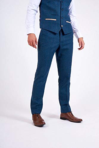 Classic 3 Pieces Vintage Blue Tweed Herringbone Wool Tailored Men Suits3