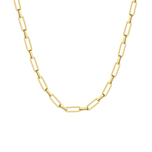 Chunky Necklace for Women 18K Gold Plated Thick Chain Dainty Figaro Cuban Paperclip Chain Simple Beaded Necklace Trendy Gold Chain Jewelry Gift 5