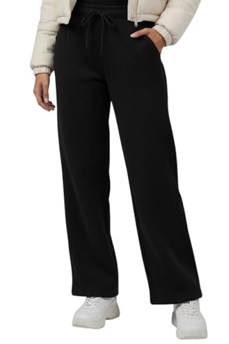 Image of CUPID Women Winter Wear Warm Fluffy Fleece Track Pants,Straight Fit Cozy Cotton Lowers with Drawstring n Pockets,Lounge,Gym,Jogging,Travel