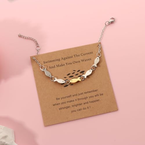 Swimming Against the Current Stainless Steel Bracelet, Inspirational Christian Gifts for Women, Christmas Encouragement Spiritual for Best Friend4