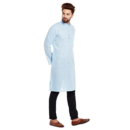 Image of SOJANYA (Since 1958 Men's Sky Blue Cotton Linen ONLY Long Kurta