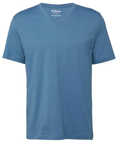 s.Oliver Herren T-Shirt – Regular Fit, V-Ausschnitt, Logo, Jersey – Ansicht 1