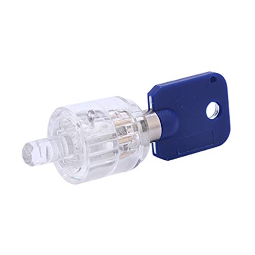 Loboo Idea Cerradura tubular de 7 pines, cerradura de siete núcleos, color ciruela, cilindro transparente, con corte de vista de práctica, candado, entrenamiento, habilidad, cerrajero, llave de