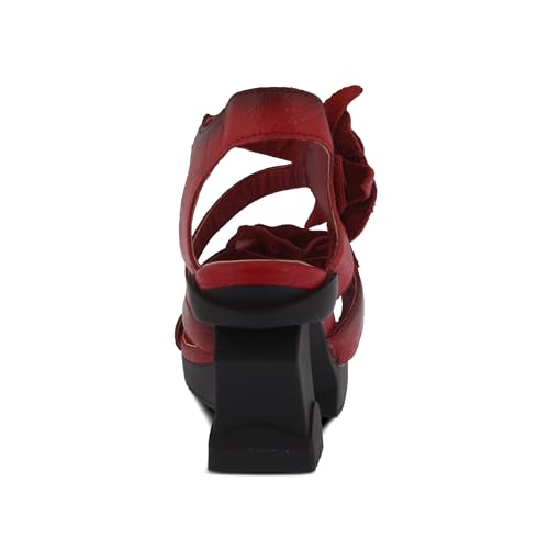 Image of Spring Step L'Artiste Shelly - Women's Hand-Painted Floral Leather Platform Sandal with Adjustable Ankle Strap - Artistic Block Heel For Everyday Wear