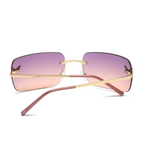 Trendy Rimless Sunglasses Mens Womens Rectangle Y2K sunglasses Vintage Shades4