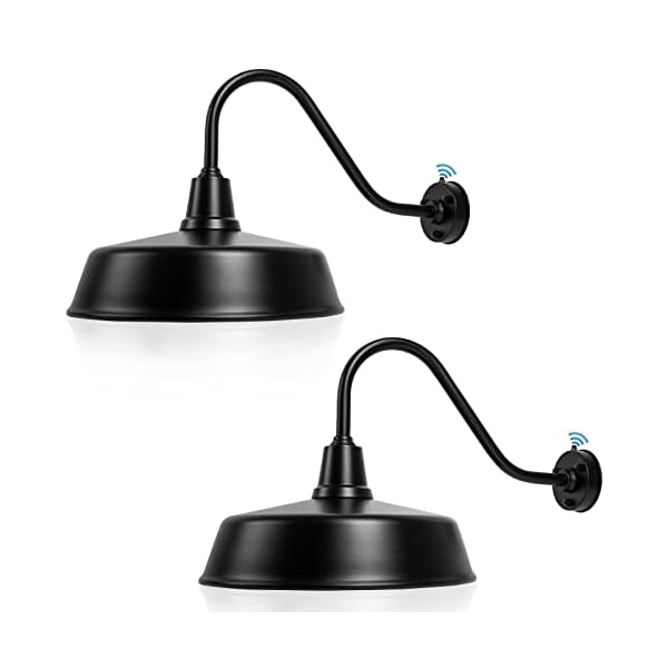 Naurham Barn Lights Outdoor Gooseneck Lighting, 18" Dusk to Dawn Exterior Lighting for House, Farmhouse Lighting Fixtures with Photocell for Porch Garage (18" Diameter, 2pcs)