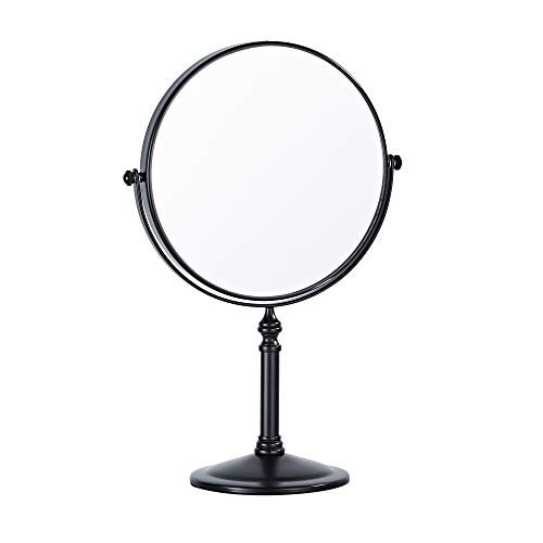 Fixsen 8-inch Two-Sided Magnifying Makeup Vanity Mirror Matte Black Mirror 1X and 10X Magnification 360 Degree Rotation Portable