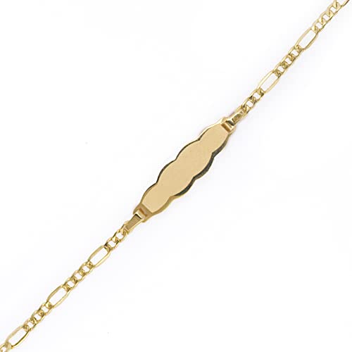 CARMENA JOYEROS Desde 1969 Esclava Pulsera Bebés/Niñas Oro Amarillo 18 ktes Placa Nube Mate Brillo Personalizar GRATIS Eslabón 3 x 1 Reasa Medida 12/14 cm