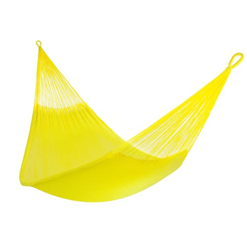Handwoven Hammock by Yellow Leaf Hammocks - Double Size, Fits 1-2 PPL, 400lb max - Weathersafe, Super Strong, Easy to Hang, Ultra Soft, Artisan Made - Color: Yellow