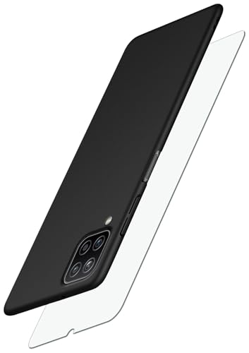 Coque Samsung Galaxy A12 moex Alpha noire avec film protecteur d'écran ultra fin rigide