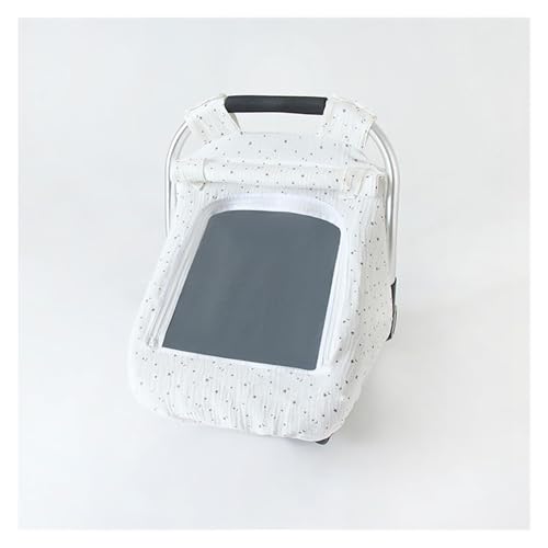 通気性のある窓付き幼児用カーシートキャノピー、男の子と女の子用のベビーカーカバー、防風バスケットサンシェード(Star white)