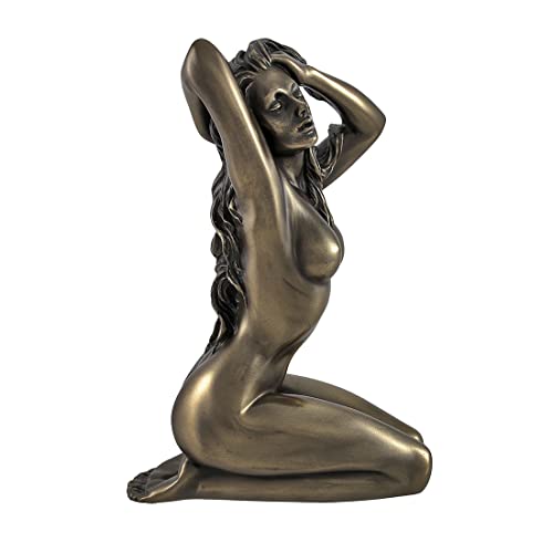 Estatua de resina femenina con acabado bronce, 6 pulg. miniatura 4