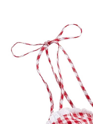 Floerns Women's Gingham Print tie Shoulder Sleeveless Ruffle Hem cami Dress4