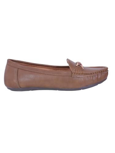 Image of Pluxh Women's Elegant Ballet Flats with Metal Accent | Soft Comfort Slip-On Shoes | Lightweight Everyday Footwear | Flexible Grip Sole | Office, Casual & Work Wear