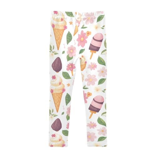 Girls Leggings Ice Cream and Flowers Toddler Girls Clothes Leggings for Girls Toddler Girls Leggings 3-4T2