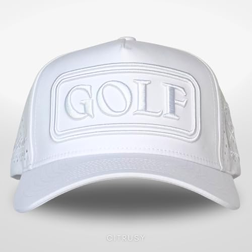 Image of CITRUSY Athletic Trucker Golf Hat | Performance Mens 5 Panel Cap | Cool Breathable Waterproof Workout Running Snapback