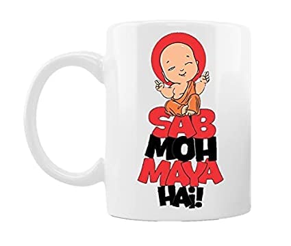 SmartTech Store Sab MOH Maya Hai Funny Quote Printed Full White Coffee and Tea Ceramic Mug- 11Oz White Mug Gift for Gym Lovers Birthday, Husband,Kids, Couple, Friends, Trending Mug